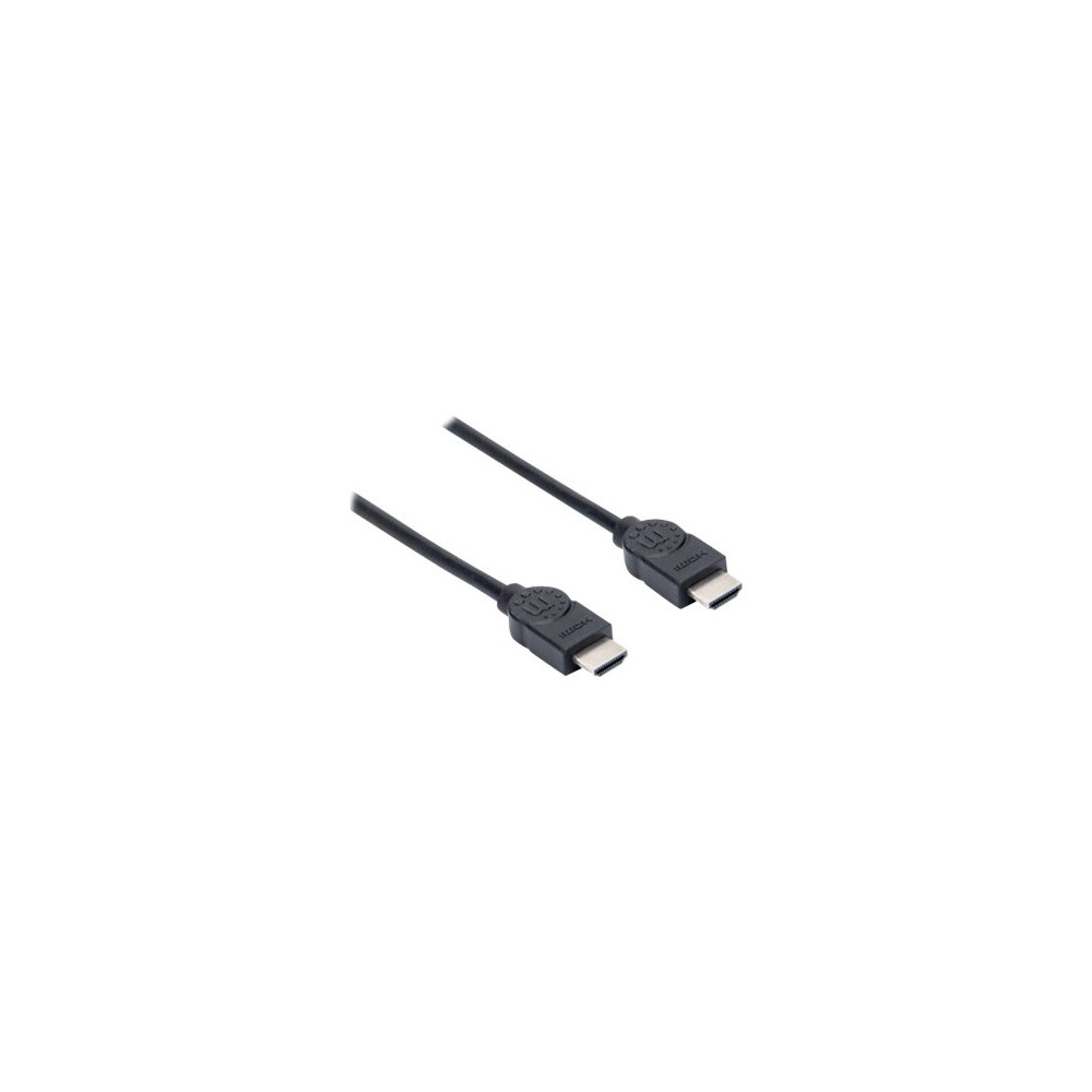Produktbild för Manhattan HDMI Cable, 4K@30Hz (High Speed), 1.5m, Male to Male, Black, Ultra HD 4k x 2k, Fully Shielded, Gold Plated Contacts, Lifetime Warranty, Polybag - HDMI-kabel - 1.5 m