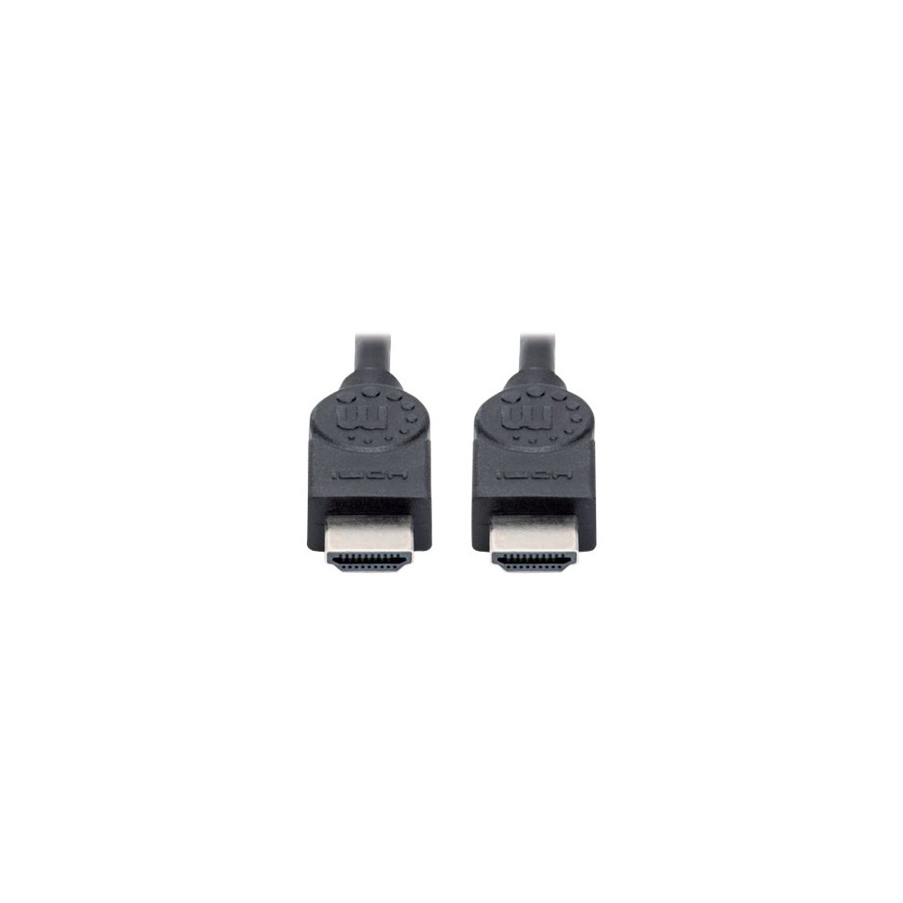 Produktbild för Manhattan HDMI Cable, 4K@30Hz (High Speed), 1.5m, Male to Male, Black, Ultra HD 4k x 2k, Fully Shielded, Gold Plated Contacts, Lifetime Warranty, Polybag - HDMI-kabel - 1.5 m