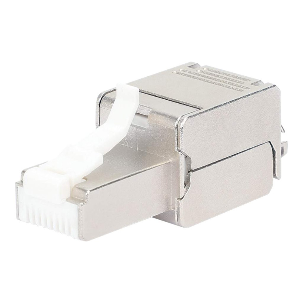 Produktbild för Intellinet Modular Plug Cat6a 10G Shielded Toolless RJ45 Modular Field Termination Plug, For Easy and Quick High-quality Cable Assembly in the Field, STP, for Solid & Stranded Wire, Gold-plated Contacts, Metal Housing - nätverkskontakt