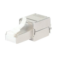 Produktbild för Intellinet Modular Plug Cat6a 10G Shielded Toolless RJ45 Modular Field Termination Plug, For Easy and Quick High-quality Cable Assembly in the Field, STP, for Solid & Stranded Wire, Gold-plated Contacts, Metal Housing - nätverkskontakt