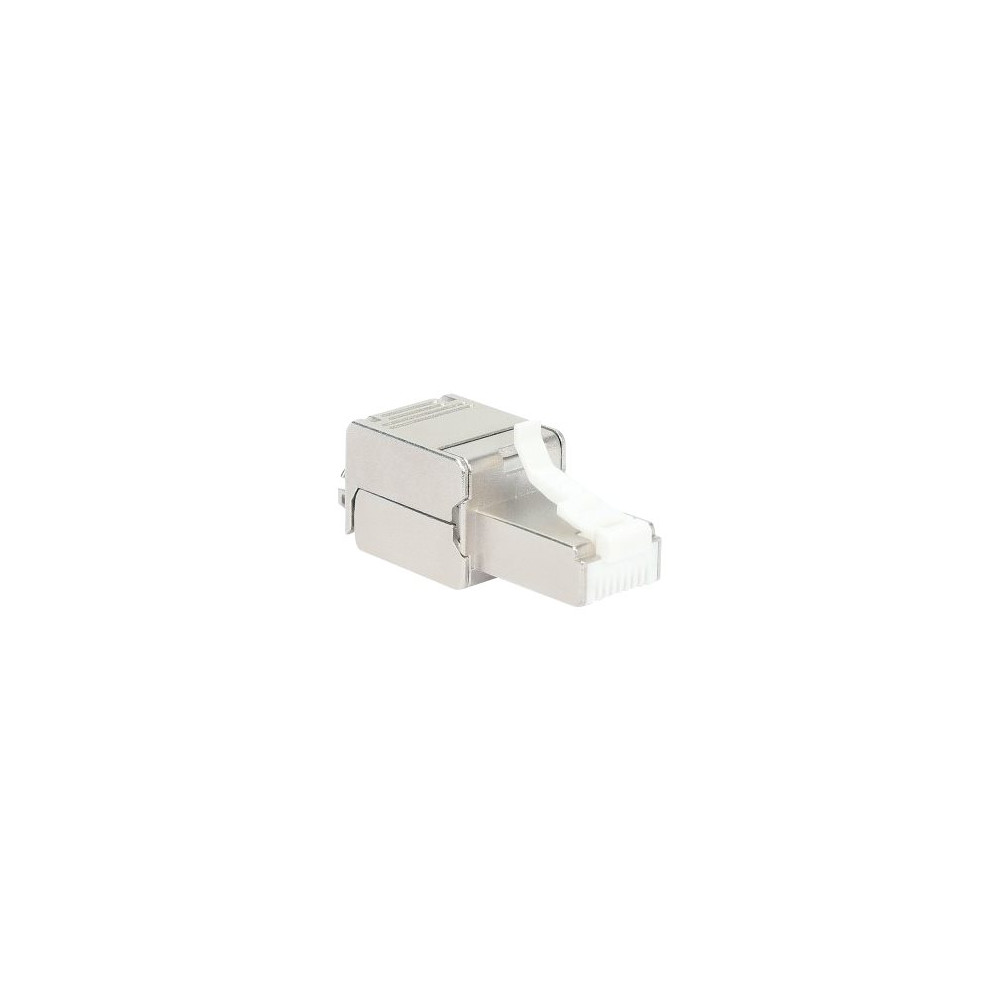 Produktbild för Intellinet Modular Plug Cat6a 10G Shielded Toolless RJ45 Modular Field Termination Plug, For Easy and Quick High-quality Cable Assembly in the Field, STP, for Solid & Stranded Wire, Gold-plated Contacts, Metal Housing - nätverkskontakt