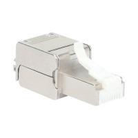 Produktbild för Intellinet Modular Plug Cat6a 10G Shielded Toolless RJ45 Modular Field Termination Plug, For Easy and Quick High-quality Cable Assembly in the Field, STP, for Solid & Stranded Wire, Gold-plated Contacts, Metal Housing - nätverkskontakt