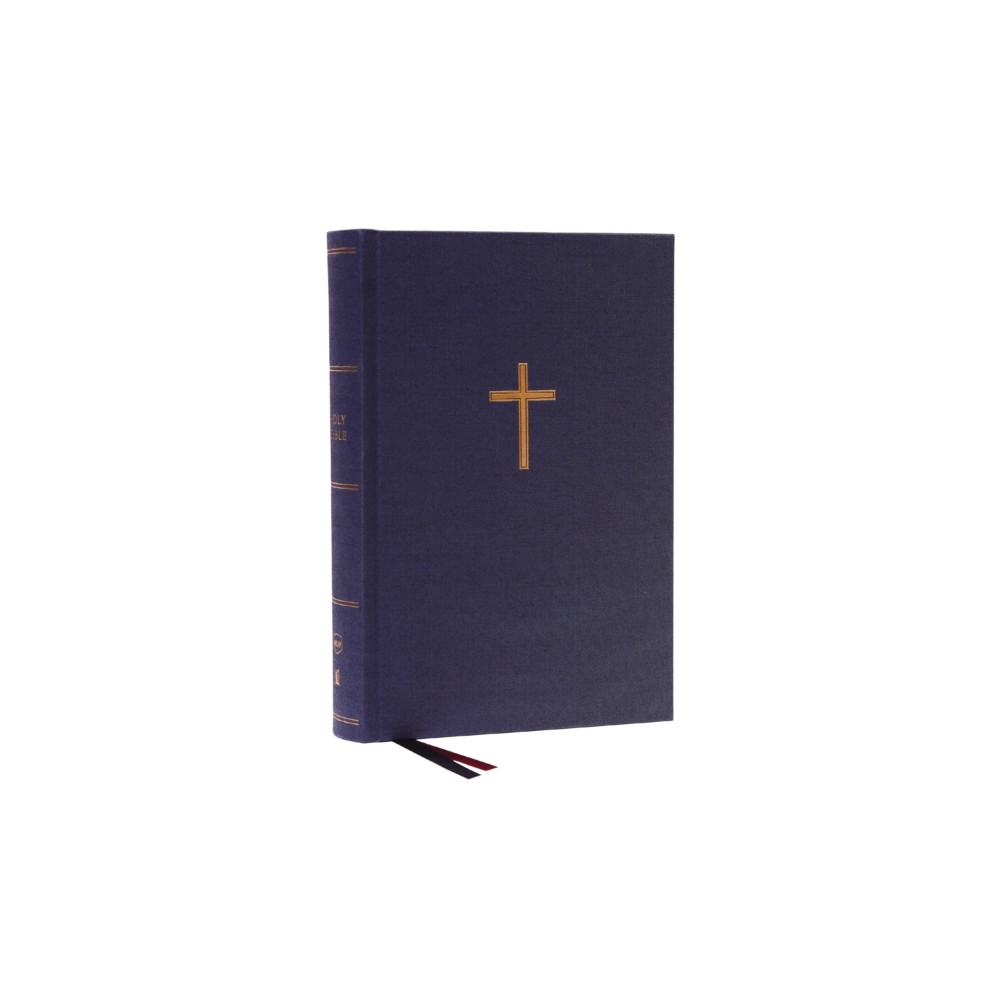 Produktbild för NKJV, Single-Column Wide-Margin Reference Bible, Cloth over Board, Blue, Red Letter, Comfort Print (inbunden, eng)