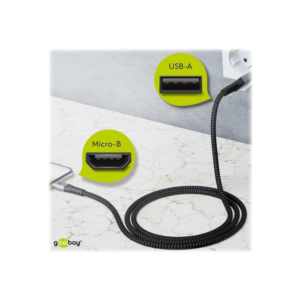 Produktbild för goobay - USB-kabel - mikro-USB typ B till USB - 1 m