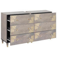 Produktbild för Sideboard med låda 2 pcs Grå 60 x 33 x 75 cm Massivt mangoträ