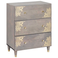 Produktbild för Sideboard med låda 2 pcs Grå 60 x 33 x 75 cm Massivt mangoträ