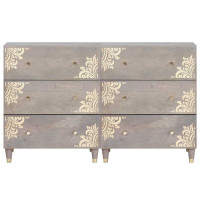 Produktbild för Sideboard med låda 2 pcs Grå 60 x 33 x 75 cm Massivt mangoträ