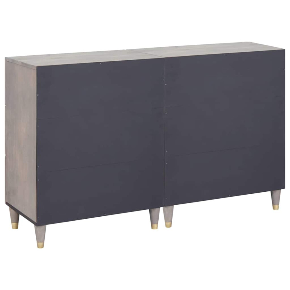 Produktbild för Sideboard med låda 2 pcs Grå 60 x 33 x 75 cm Massivt mangoträ