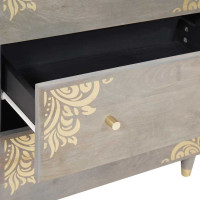 Produktbild för Sideboard med låda 2 pcs Grå 60 x 33 x 75 cm Massivt mangoträ