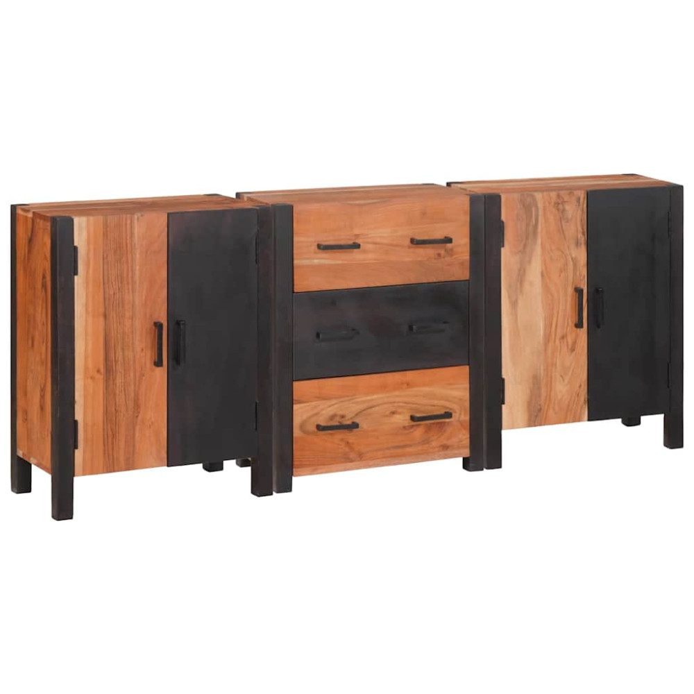 Produktbild för Sideboard med låda 3 pcs Brun 55 x 30 x 75 cm Massivt Akaciaträ