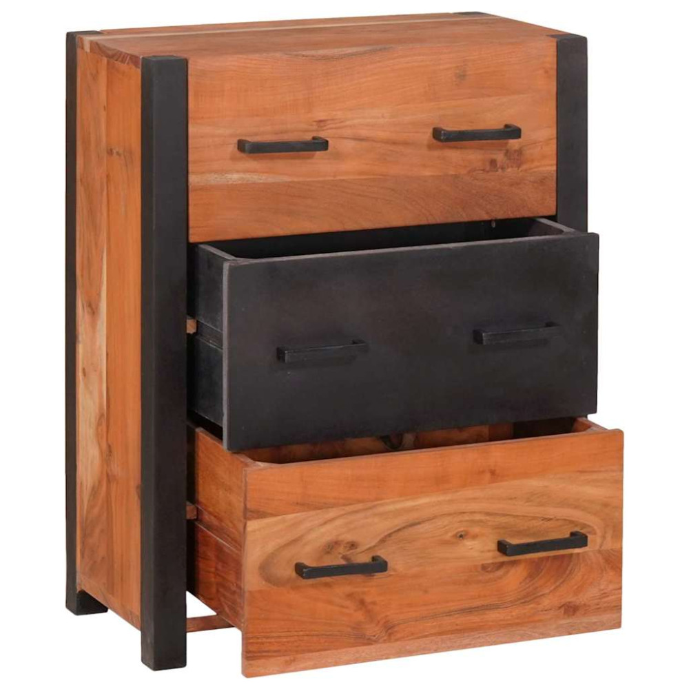 Produktbild för Sideboard med låda 3 pcs Brun 55 x 30 x 75 cm Massivt Akaciaträ