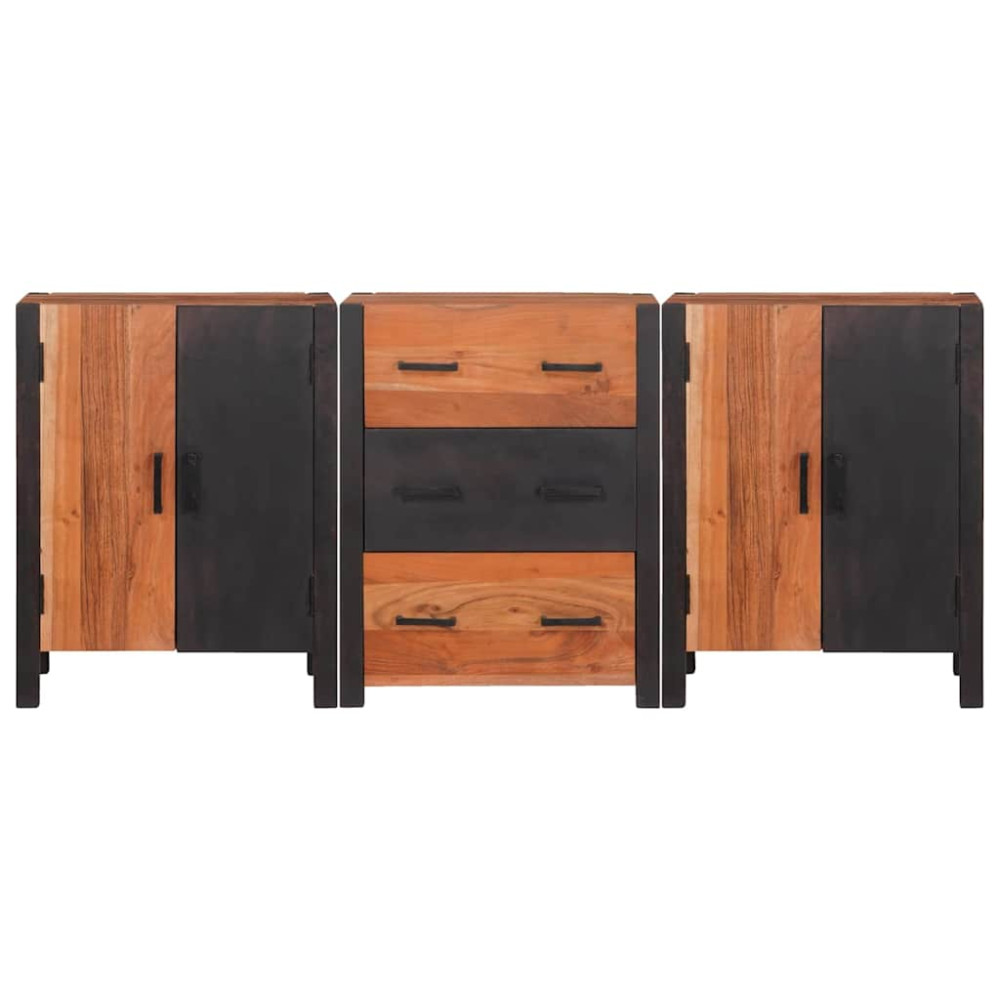 Produktbild för Sideboard med låda 3 pcs Brun 55 x 30 x 75 cm Massivt Akaciaträ