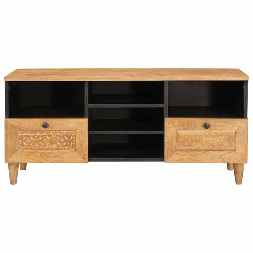 Produktbild för TV-skåp med låda med hylla 100 x 33 x 46 cm Massivt mangoträ