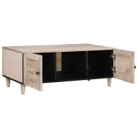 Produktbild för Kaffeebord Blekt Vitt 100 x 54 x 40 cm Massivt mangoträ