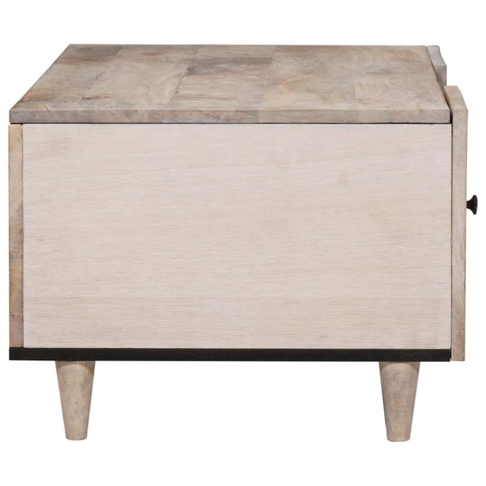 Produktbild för Kaffeebord Blekt Vitt 100 x 54 x 40 cm Massivt mangoträ