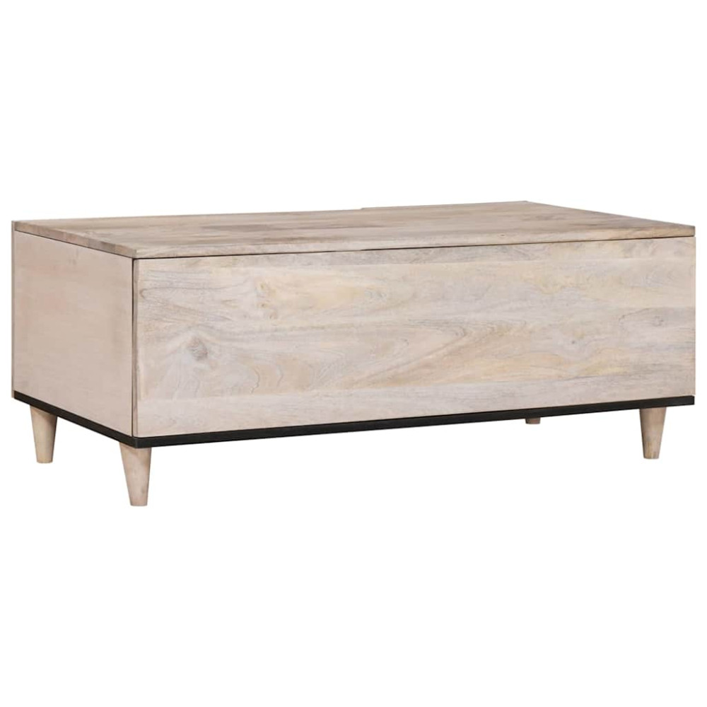 Produktbild för Kaffeebord Blekt Vitt 100 x 54 x 40 cm Massivt mangoträ