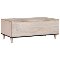 Produktbild för Kaffeebord Blekt Vitt 100 x 54 x 40 cm Massivt mangoträ