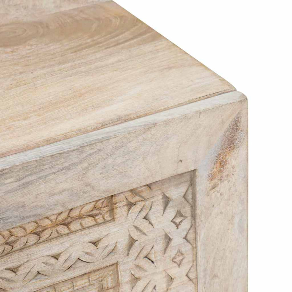 Produktbild för Kaffeebord Blekt Vitt 100 x 54 x 40 cm Massivt mangoträ