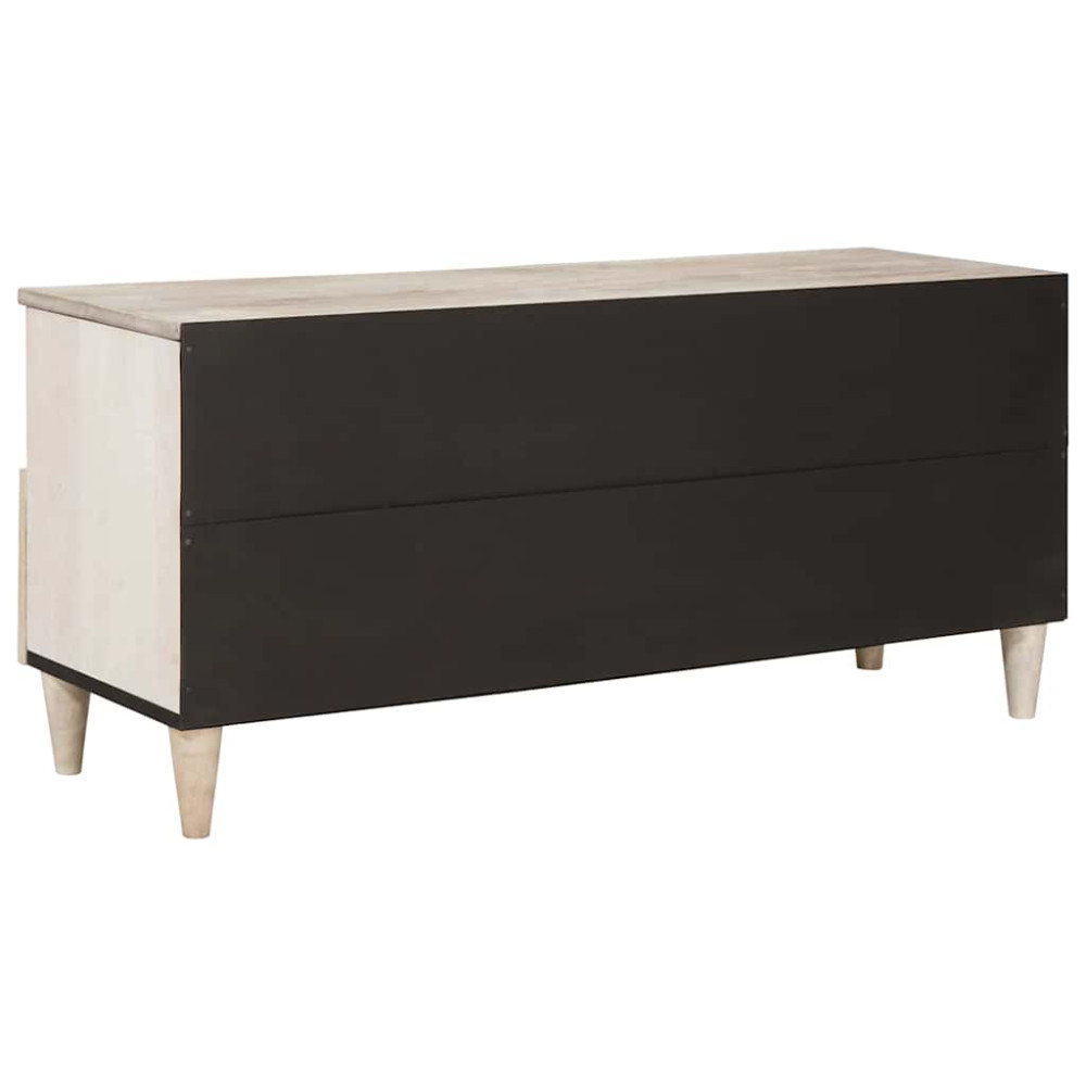Produktbild för TV-skåp med låda Blekt Vitt 100 x 33 x 46 cm Massivt mangoträ