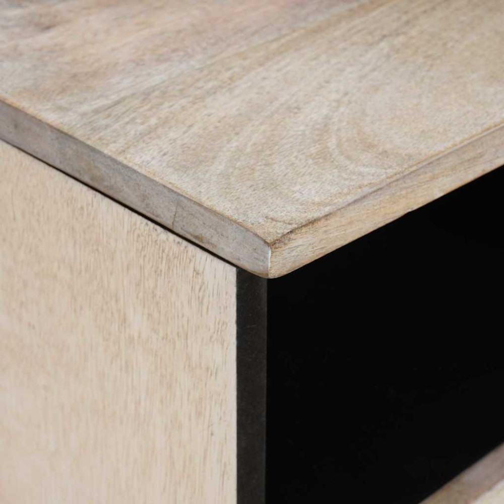 Produktbild för TV-skåp med låda Blekt Vitt 100 x 33 x 46 cm Massivt mangoträ