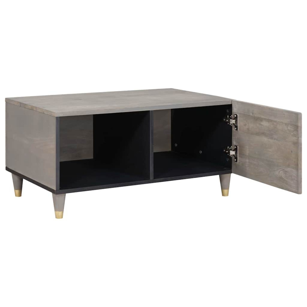Produktbild för Kaffeebord Grå 80 x 50 x 40 cm Massivt mangoträ