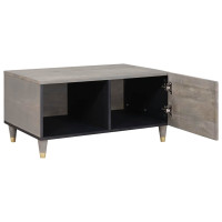 Produktbild för Kaffeebord Grå 80 x 50 x 40 cm Massivt mangoträ