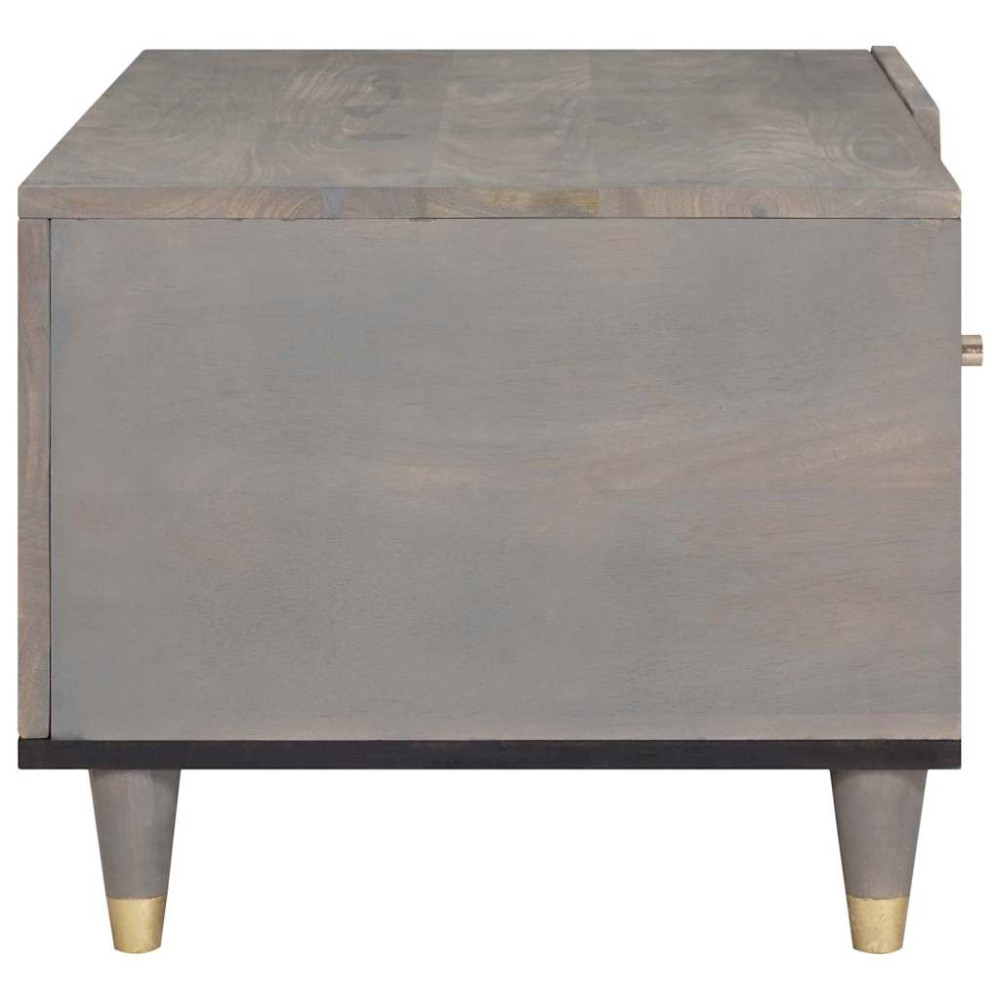 Produktbild för Kaffeebord Grå 80 x 50 x 40 cm Massivt mangoträ