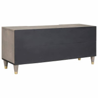 Produktbild för TV-skåp med låda med dörr Grå 105 x 33 x 46 cm Massivt mangoträ