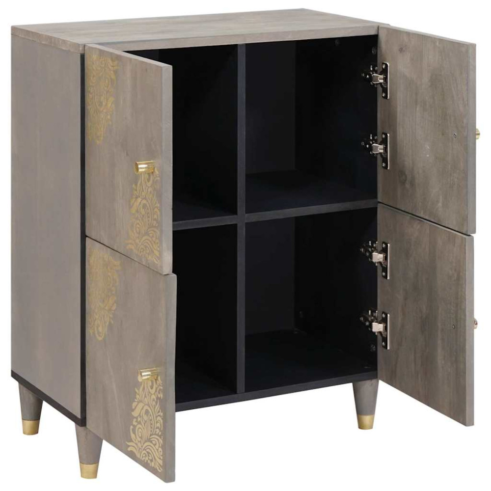 Produktbild för Sideboard Grå och Guld 60 x 33 x 75 cm Massivt mangoträ