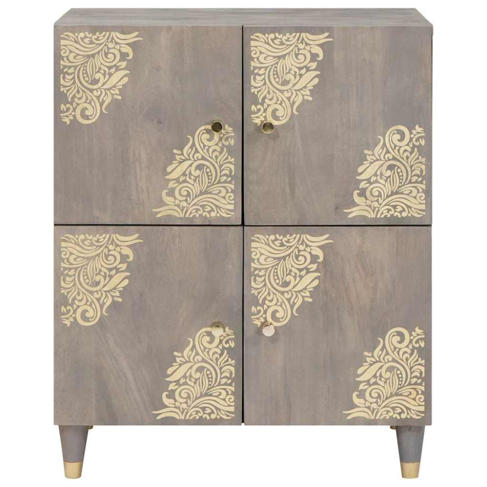 Produktbild för Sideboard Grå och Guld 60 x 33 x 75 cm Massivt mangoträ