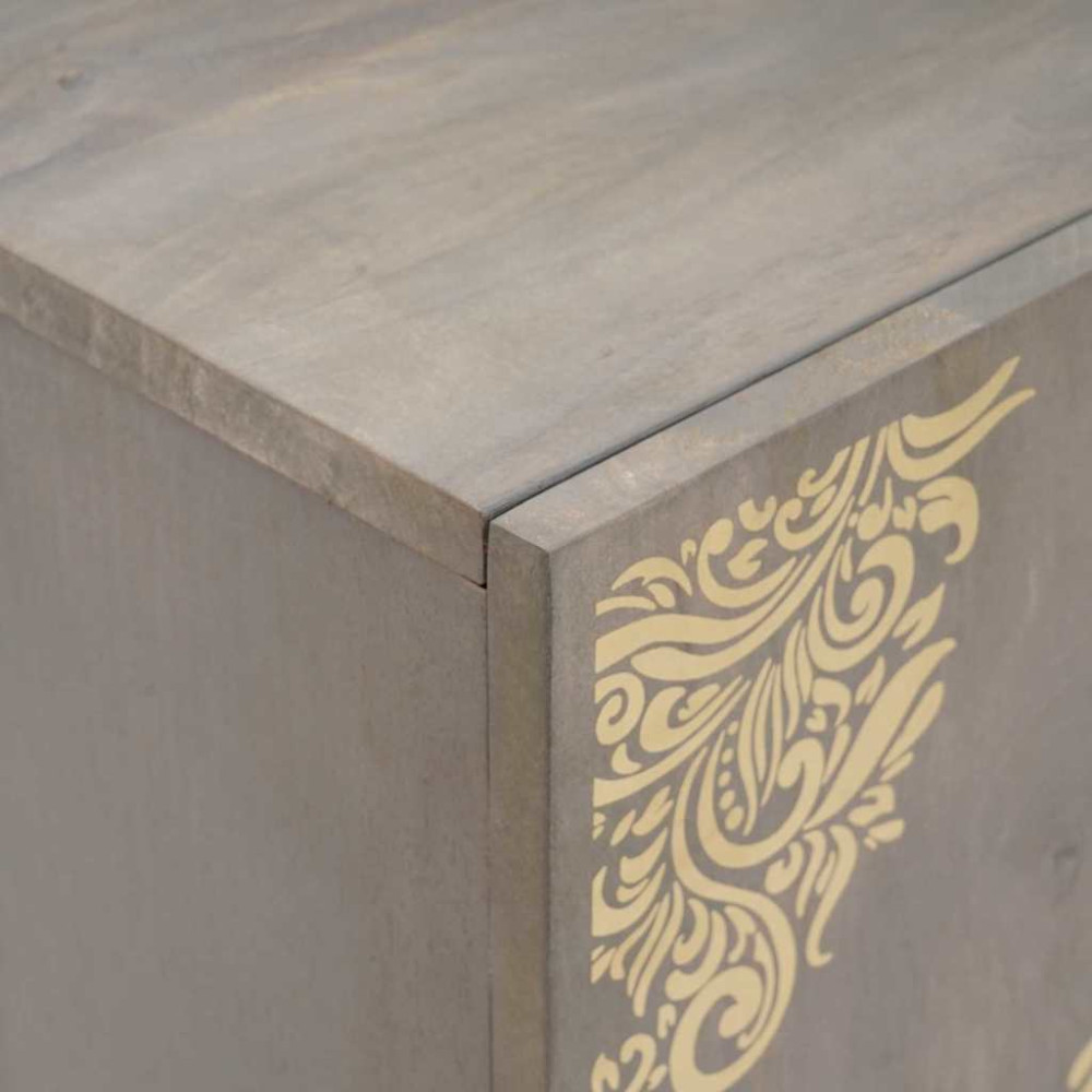 Produktbild för Sideboard Grå och Guld 60 x 33 x 75 cm Massivt mangoträ