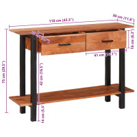 Produktbild för Konsolbord med låda med hylla Brun och svart 110 x 30 x 75 cm