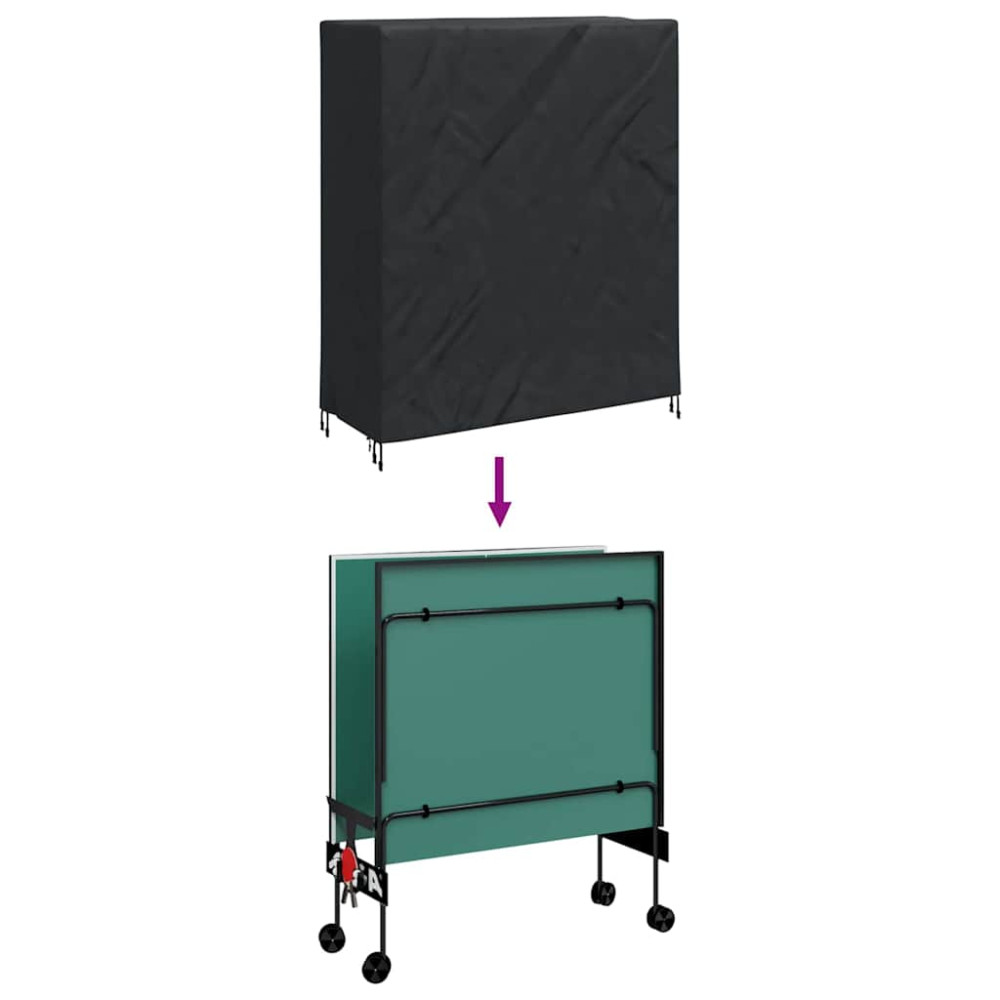 Produktbild för Pingpongbordskåpa Enfärgad Svart 165 x 70 x 185 cm tyg