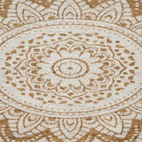 Produktbild för Områdesmattor Blommor Naturlig med vit tryck 100 x 152 cm Jute