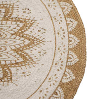 Produktbild för Områdesmattor Blommor Naturlig med vit tryck 100 x 152 cm Jute