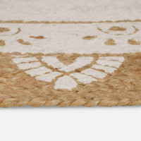 Produktbild för Områdesmattor Blommor Naturlig med vit tryck 100 x 152 cm Jute