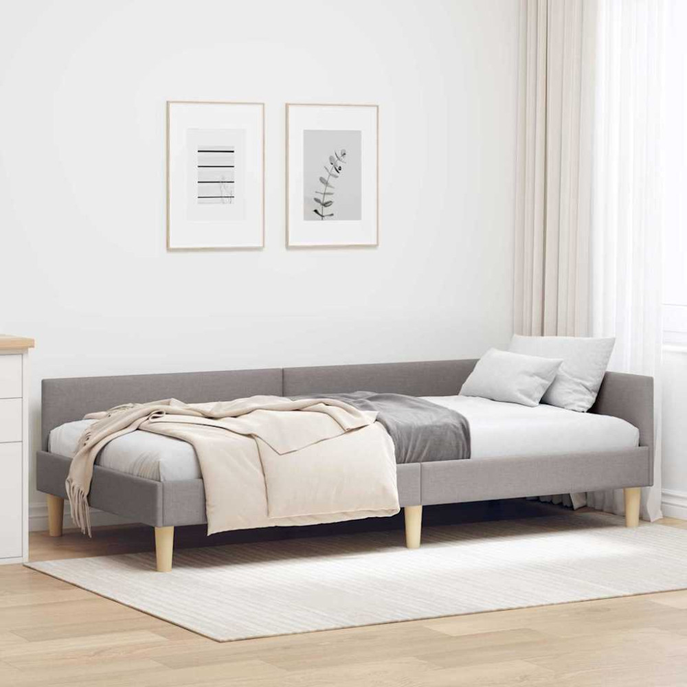 Produktbild för Hörn Sängram Taupe 80 x 200 cm tyg