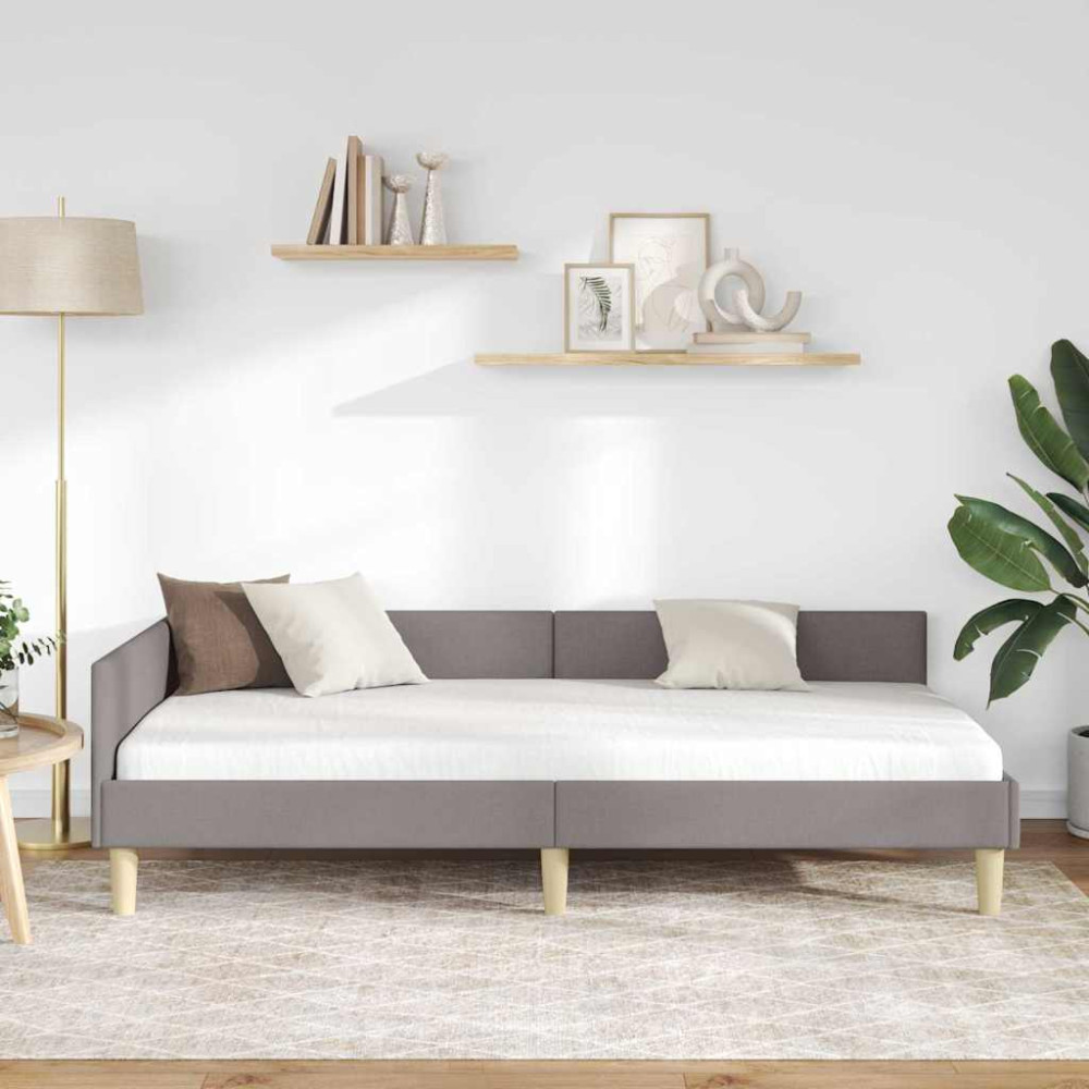 Produktbild för Hörn Sängram Taupe 80 x 200 cm tyg