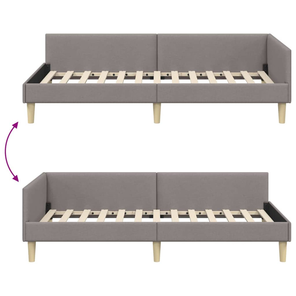 Produktbild för Hörn Sängram Taupe 80 x 200 cm tyg