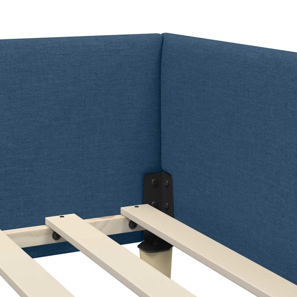 Produktbild för Hörn Sängram Blå 80 x 200 cm tyg