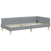 Produktbild för Hörn Sängram Ljusgrå 90 x 190 cm tyg