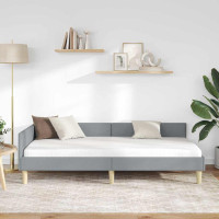 Produktbild för Hörn Sängram Ljusgrå 90 x 190 cm tyg
