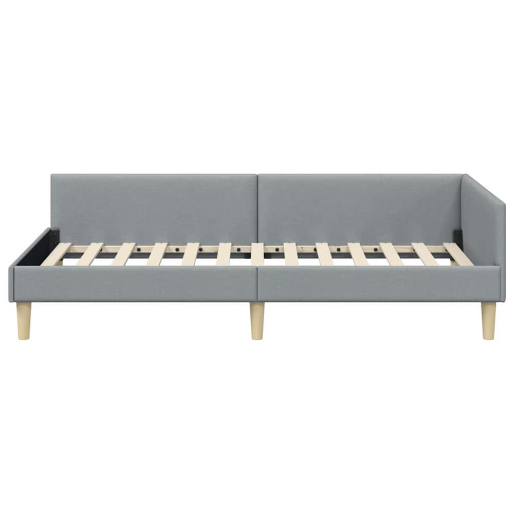 Produktbild för Hörn Sängram Ljusgrå 90 x 190 cm tyg
