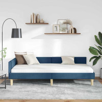 Produktbild för Hörn Sängram Blå 90 x 190 cm tyg