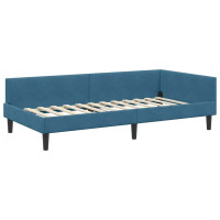 Produktbild för Hörn Sängram med huvudgavel Blå 90 cm x 190 cm Sammet