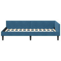 Produktbild för Hörn Sängram med huvudgavel Blå 90 cm x 190 cm Sammet