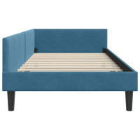 Produktbild för Hörn Sängram med huvudgavel Blå 90 cm x 190 cm Sammet