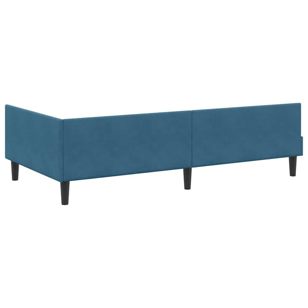 Produktbild för Hörn Sängram med huvudgavel Blå 90 cm x 190 cm Sammet
