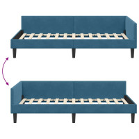 Produktbild för Hörn Sängram med huvudgavel Blå 90 cm x 190 cm Sammet