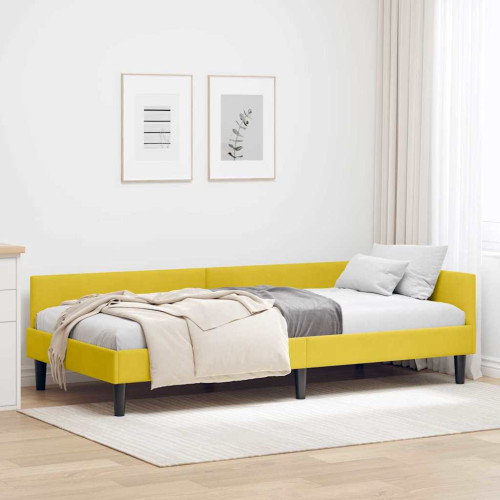 vidaXL Hörn Sängram med huvudgavel Gul 90 cm x 200 cm Sammet